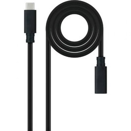 Nanocable 10.01.4502 Cable Alargador USB Tipo-C 3.2 Macho-Hembra 2m Negro 20Gbps 100W 4K